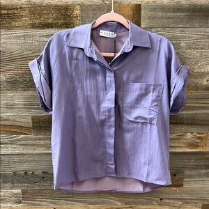 NWT Harshman Archer Shirt in Violet button Up Cap Sleeve Size XS
